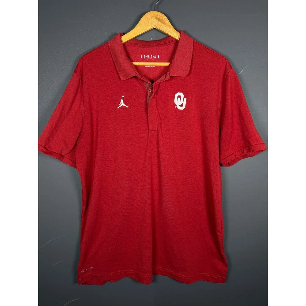Nike Jordan Jumpman Oklahoma Sooners Dri-FIT Polo Shirt Mens Large Red Maroon